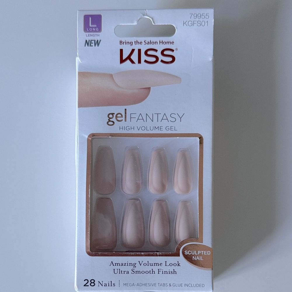NEW KISS Gel Fantasy Sculpted Nails - Soft Pink Coffin Shaped